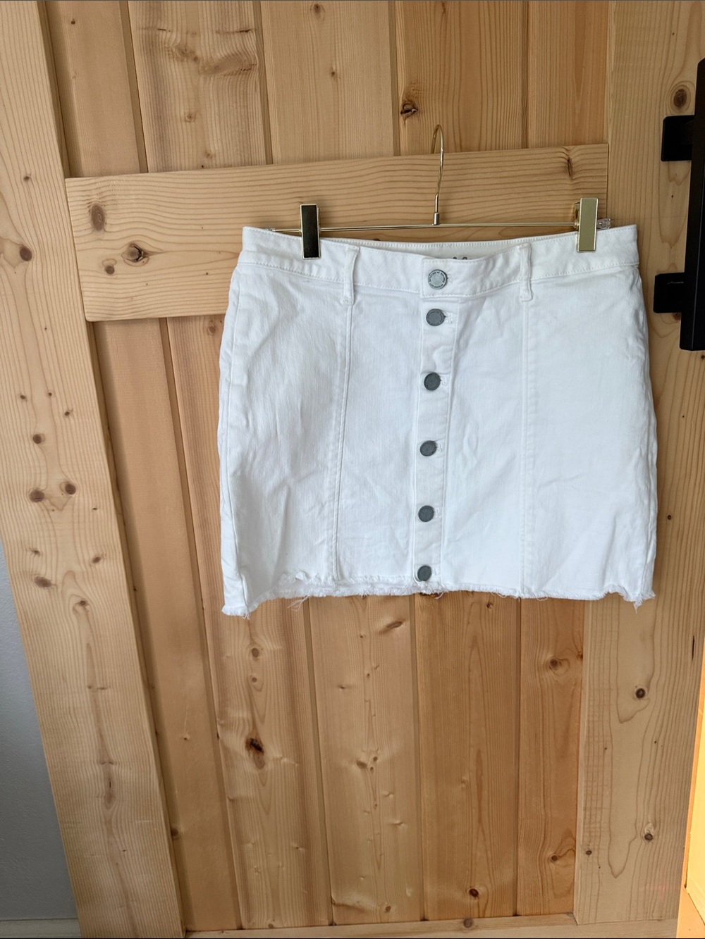 Articles Of Society White Button-Front Denim Mini Skirt